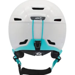 Casco AZR Orion Junior Blanc Nacré Turquoise Verni