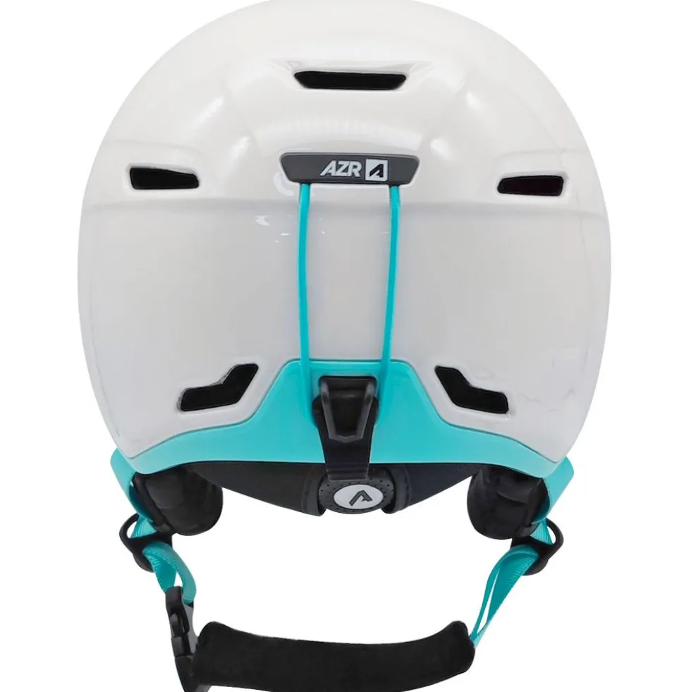 Casco AZR Orion Junior Blanc Nacré Turquoise Verni