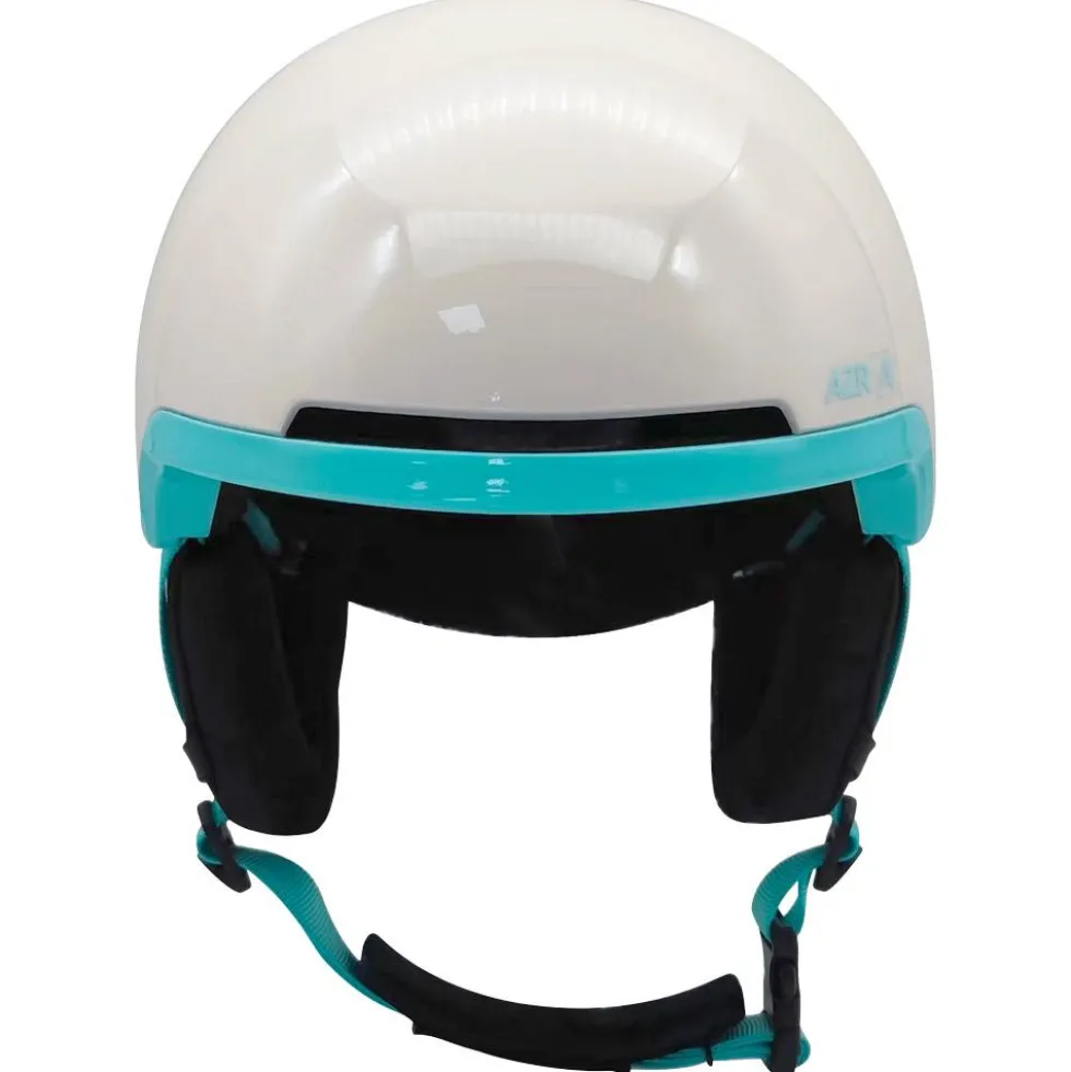 Casco AZR Orion Junior Blanc Nacré Turquoise Verni
