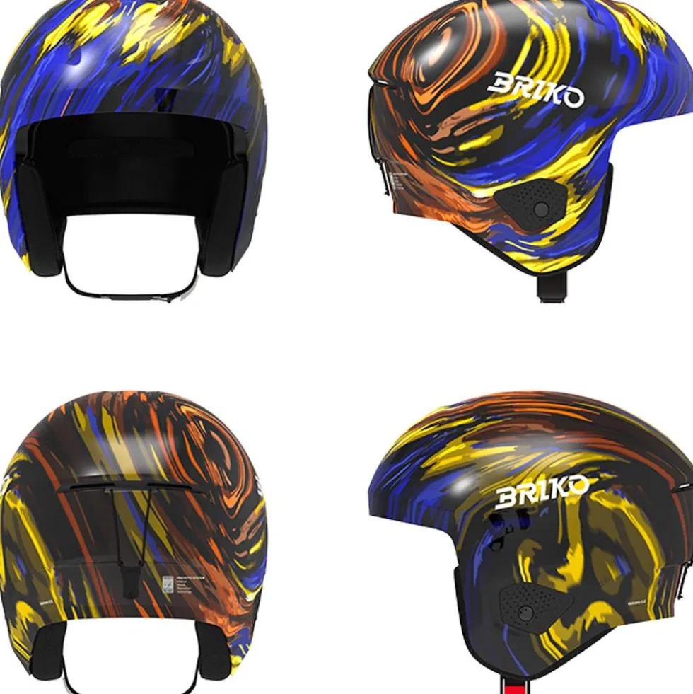 Casco Briko Vulcano 2.0 Graphik Shiny Cobalt Blue Yellow Orange Black