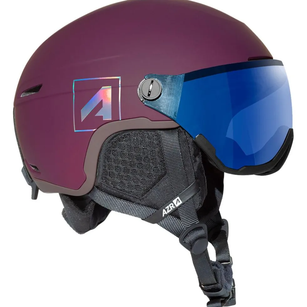 Casco con visiera AZR Orion Visor Cramberry Mat Irisé Bleu
