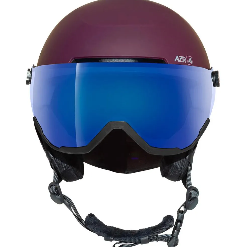 Casco con visiera AZR Orion Visor Cramberry Mat Irisé Bleu
