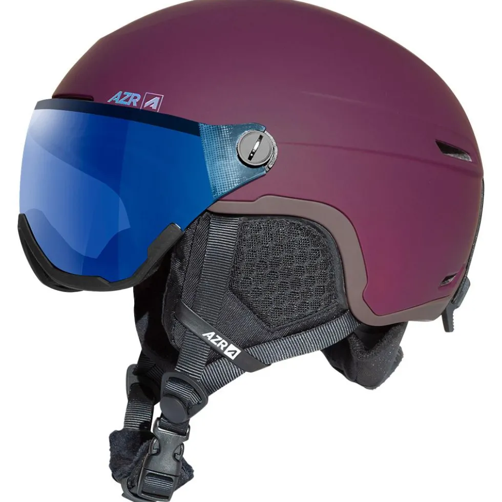 Casco con visiera AZR Orion Visor Cramberry Mat Irisé Bleu