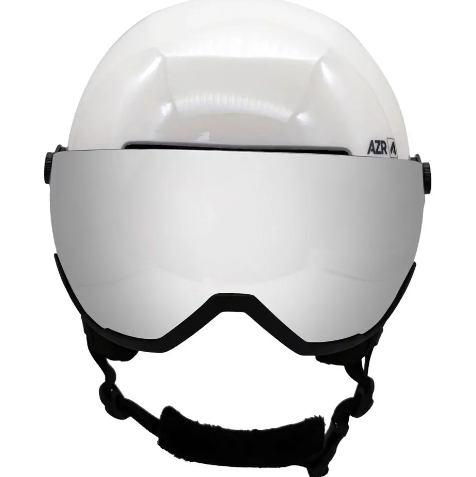 Casco con visiera AZR Orion Visor Blanc Nacré Noir Verni Gris Miroir + Yellow Visor