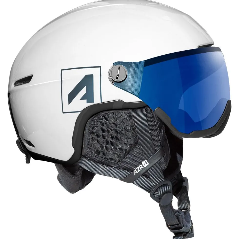 Casco con visiera AZR Orion Visor Blanc Nacré Noir Verni Irisé Bleu
