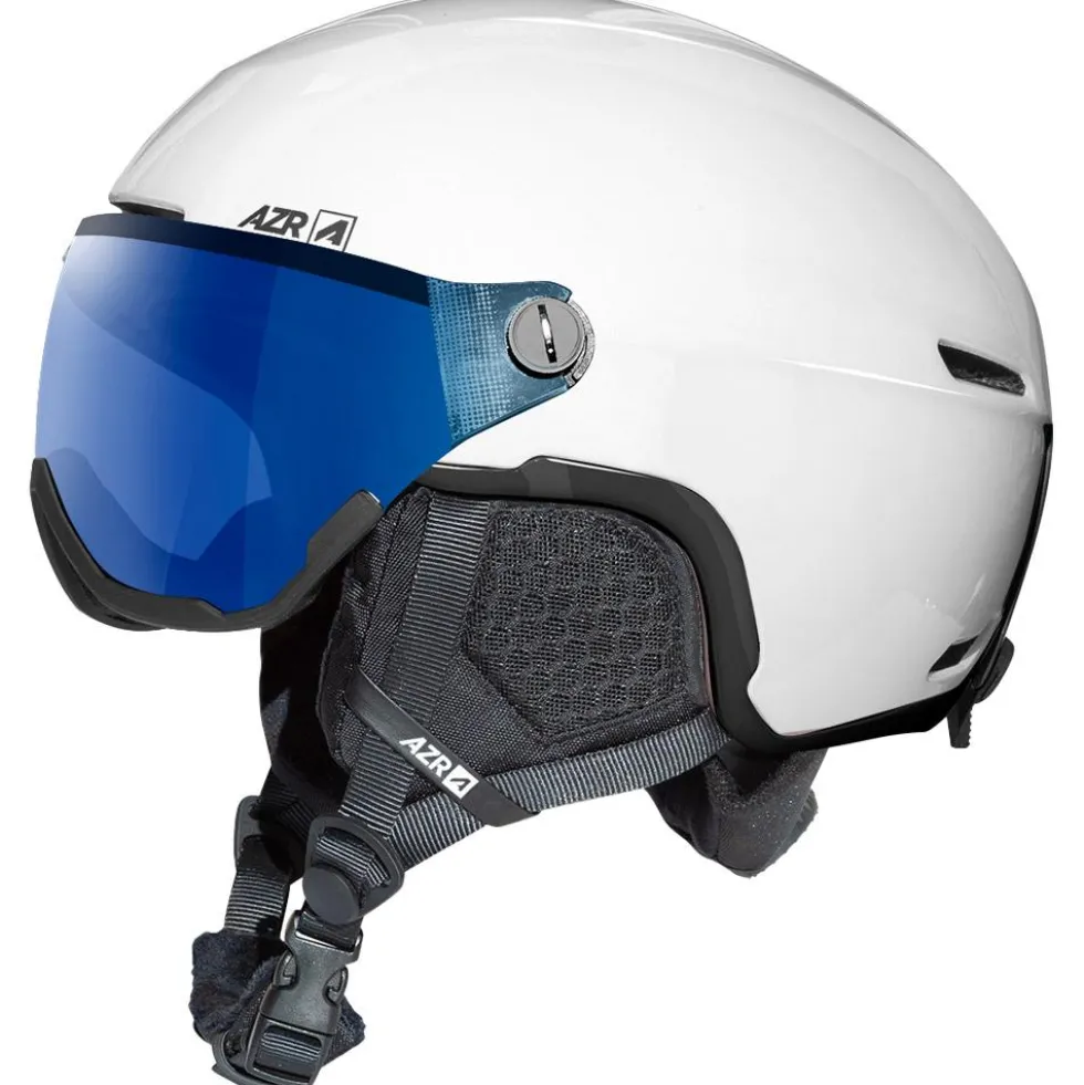 Casco con visiera AZR Orion Visor Blanc Nacré Noir Verni Irisé Bleu