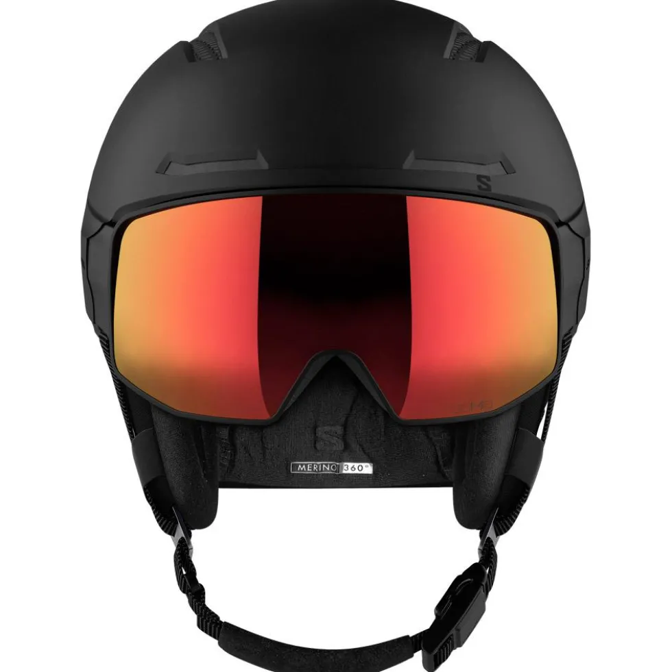 Casco con visiera Salomon Driver Prime Sigma Plus Black Poppy Red + Ice Blue