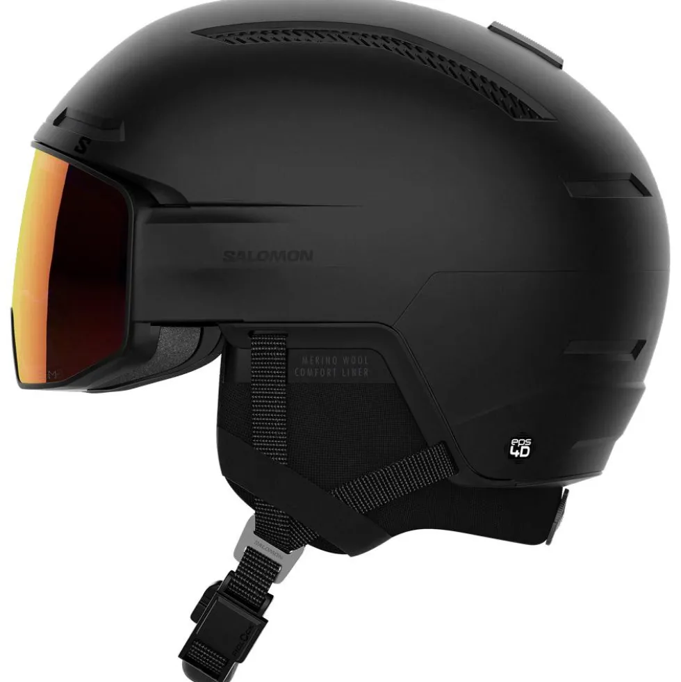 Casco con visiera Salomon Driver Prime Sigma Plus Black Poppy Red + Ice Blue