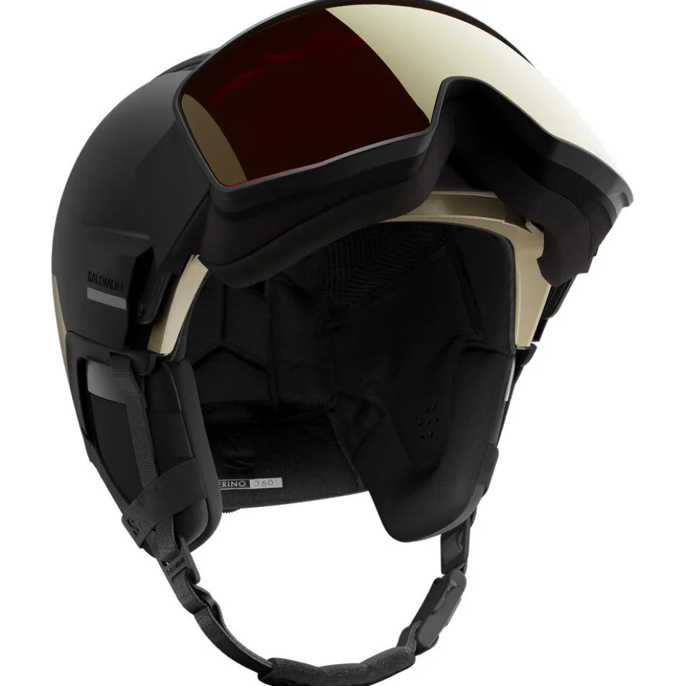 Casco con visiera Salomon Driver Prime Sigma Plus Black Light Black Gold + Silver PInk
