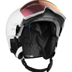 Casco con visiera Salomon Driver Prime Sigma Plus White Silver Pink + Sky Blue