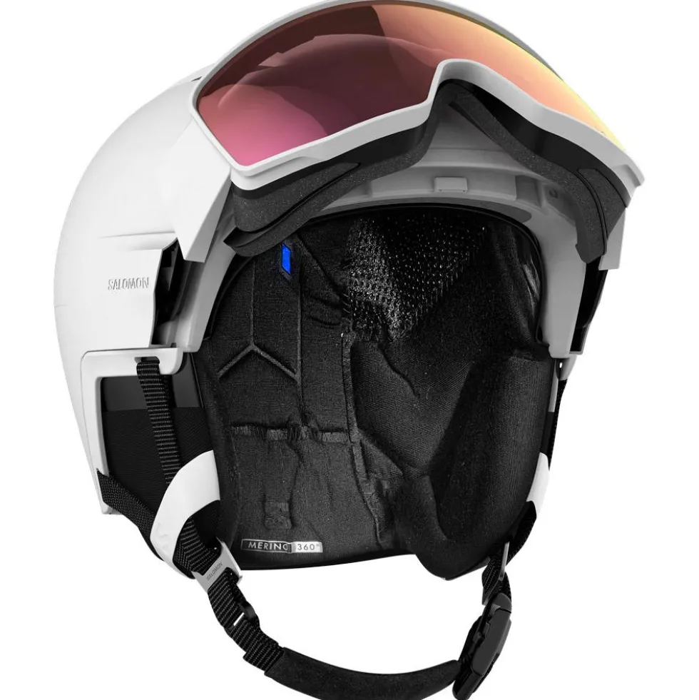 Casco con visiera Salomon Driver Prime Sigma Plus White Silver Pink + Sky Blue
