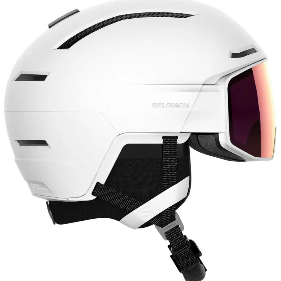 Casco con visiera Salomon Driver Prime Sigma Plus White Silver Pink + Sky Blue
