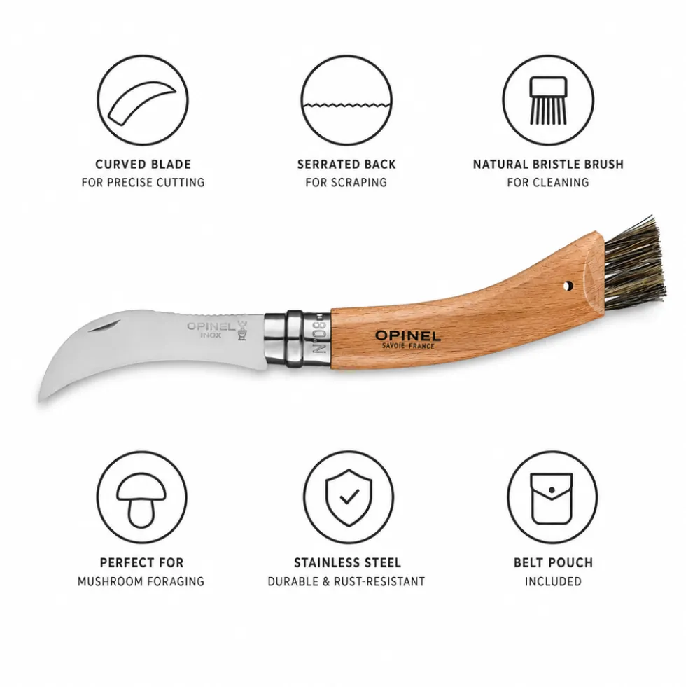 Coltelli Opinel Plumier Champignons 8 Vri + Etui Brown