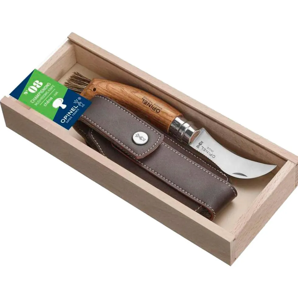 Coltelli Opinel Plumier Champignons 8 Vri + Etui Brown