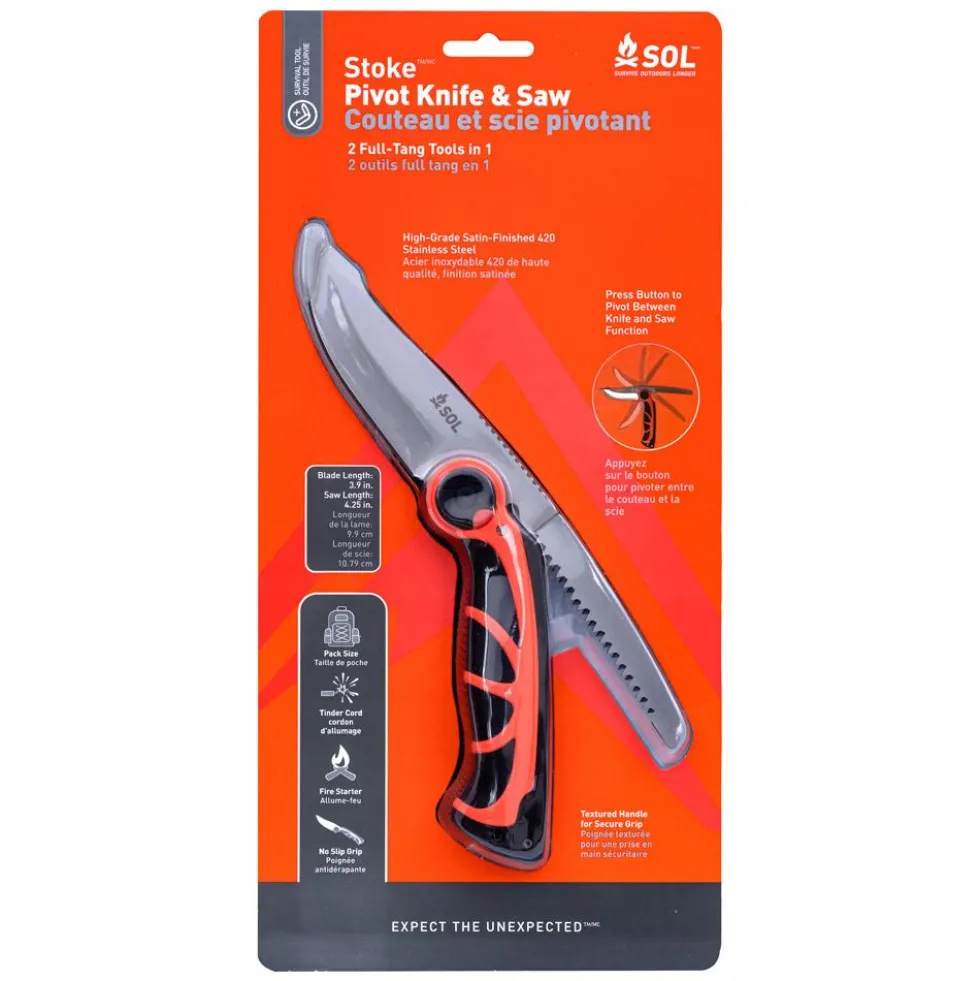 Coltelli SOL Stoke Pivot Knife & Saw Black Orange