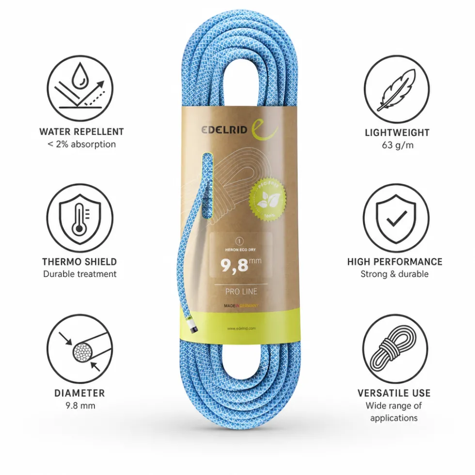 Corde Edelrid Heron Eco Dry 9.8mm Icemint