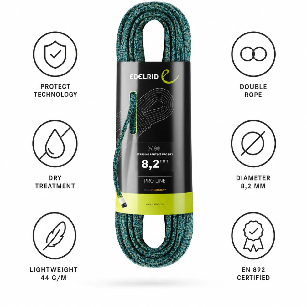 Corde Edelrid Starling Protect Pro Dry 8.2mm Icemint Night