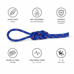 Corde Mammut 7.5 Alpine Sender Dry Rope Blue Safety Orange