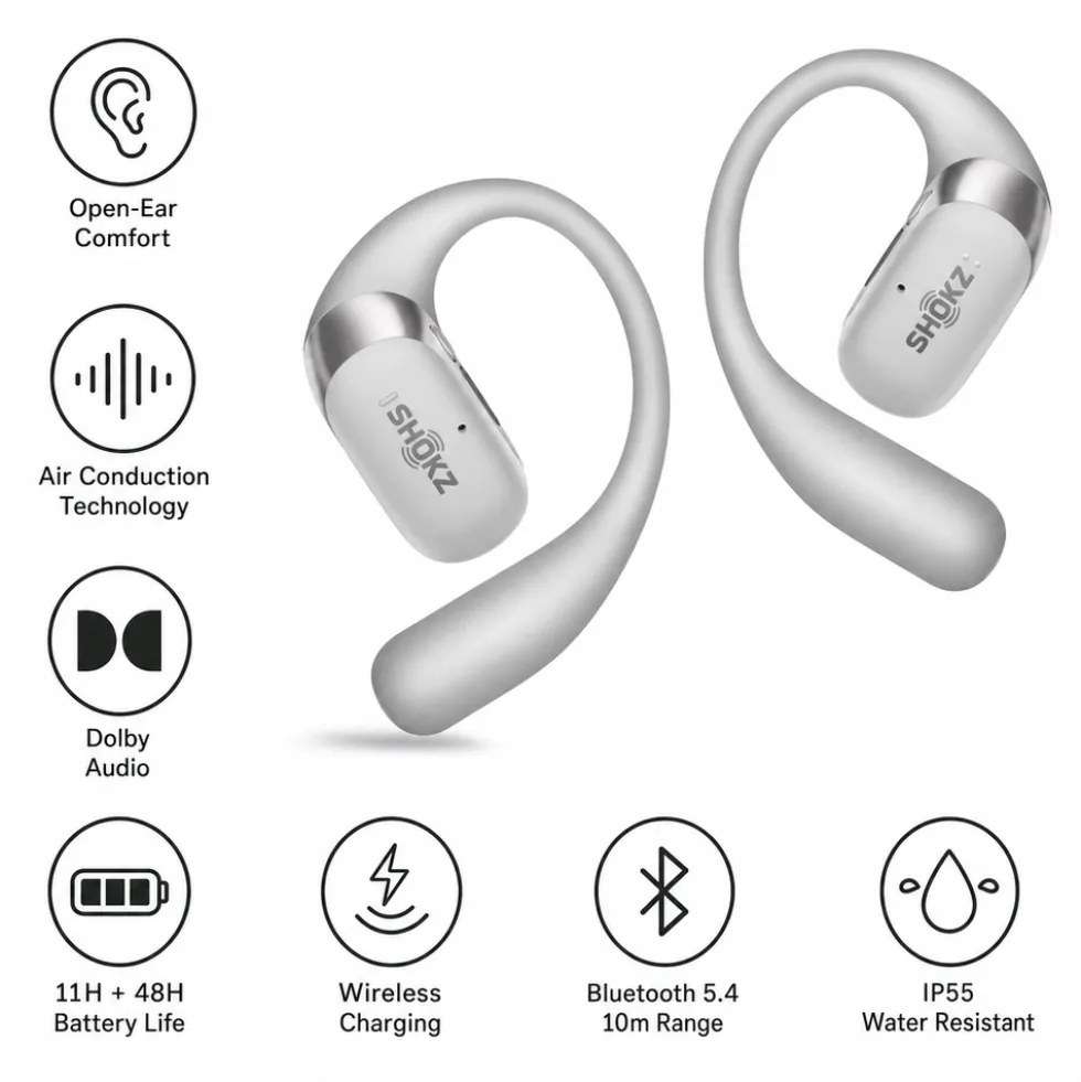 Cuffie Shokz OpenFit 2 Plus Gris