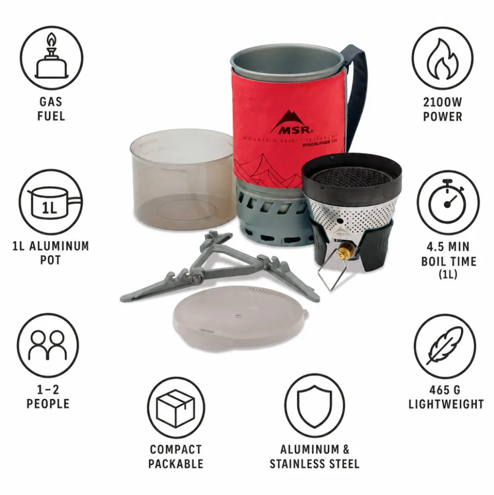 Fornelli MSR WindBurner 1.0L Personal Stove System Red