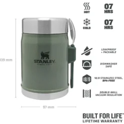 Gavette Stanley The Legendary Food Jar + Spork 0.4L Hammertone Green