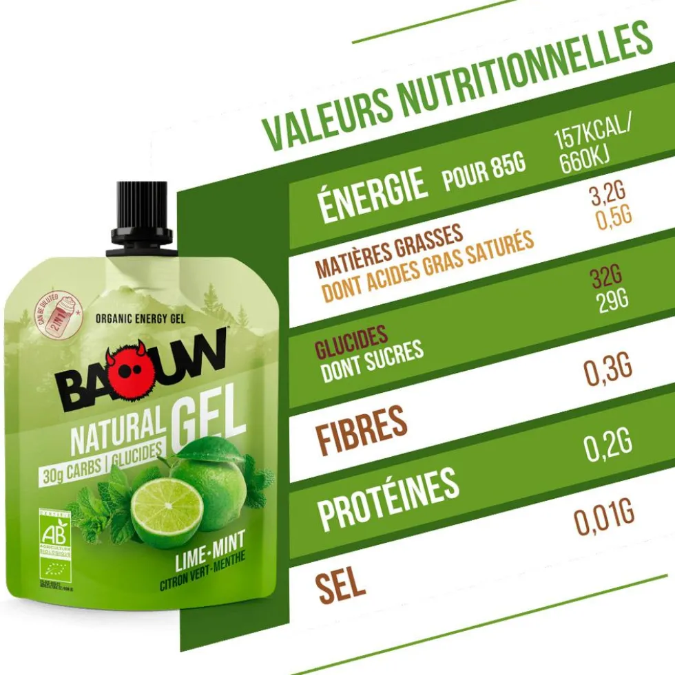 Gel energetici Baouw Gel Naturel Bio 85 g. Citron Vert Menthe