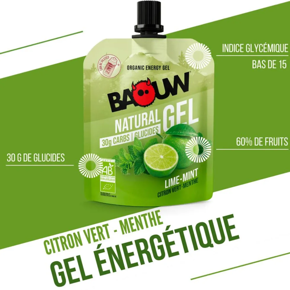 Gel energetici Baouw Gel Naturel Bio 85 g. Citron Vert Menthe