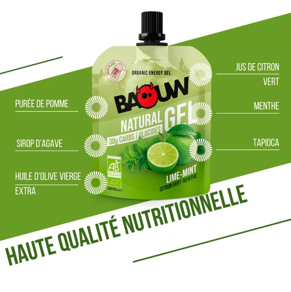 Gel energetici Baouw Gel Naturel Bio 85 g. Citron Vert Menthe