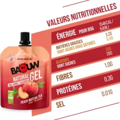 Gel energetici Baouw Gel Naturel Bio 85 g. Pêche Thé Matcha