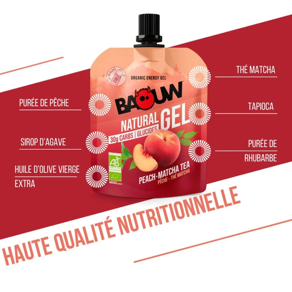 Gel energetici Baouw Gel Naturel Bio 85 g. Pêche Thé Matcha