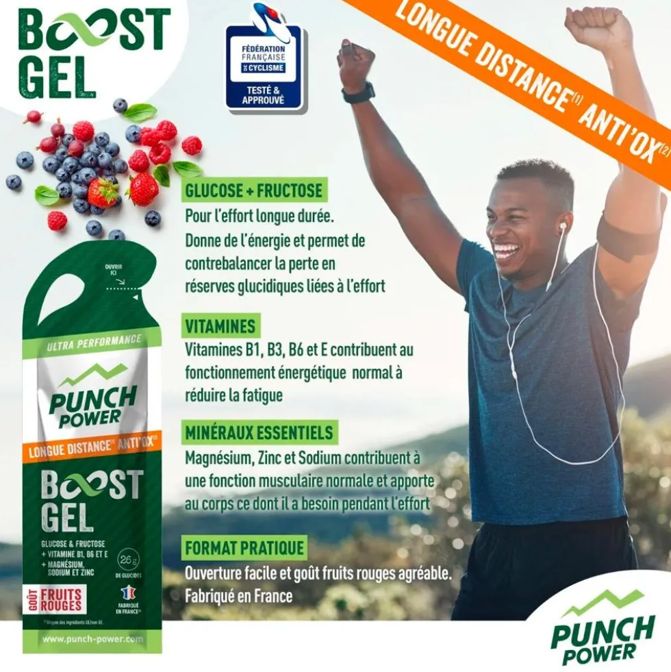 Gel energetici Punch Power Gel Longue Distance Anti'Ox 40 g Fruits Rouges