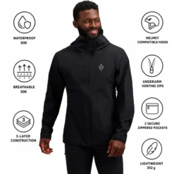 Giacca da alpinismo Black Diamond Strataline Stretch Shell Black