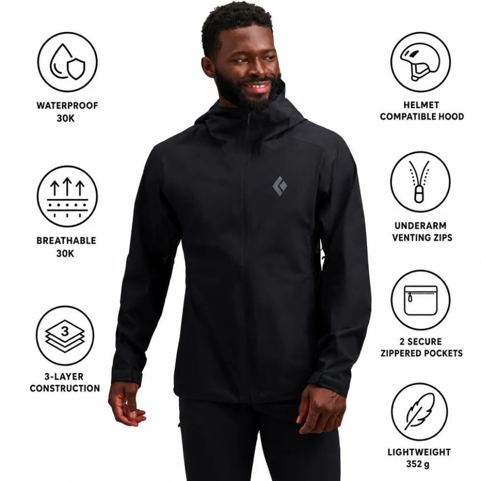 Giacca da alpinismo Black Diamond Strataline Stretch Shell Black