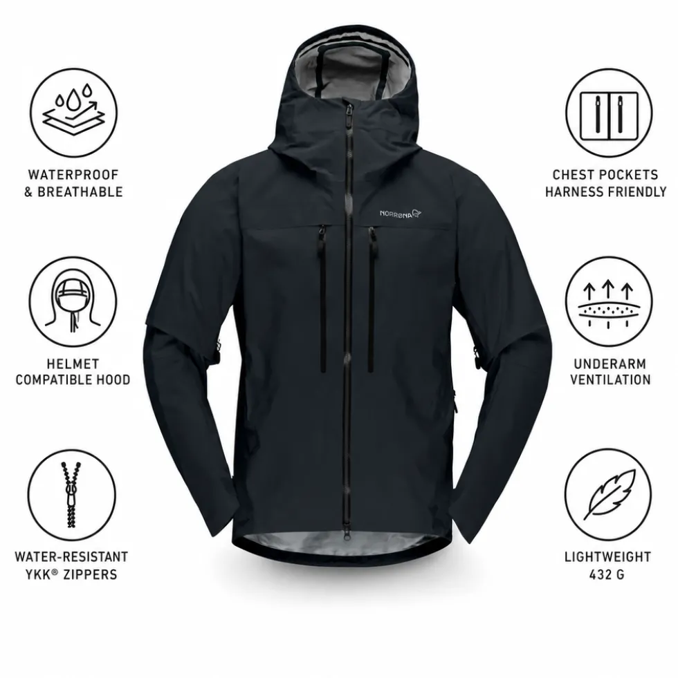 Giacca da alpinismo Norrona Trollveggen Gore-Tex Pro Light Jacket M's Caviar Black