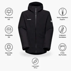 Giacca da trekking Mammut Alto Light Hardshell Hooded Jacket M Black