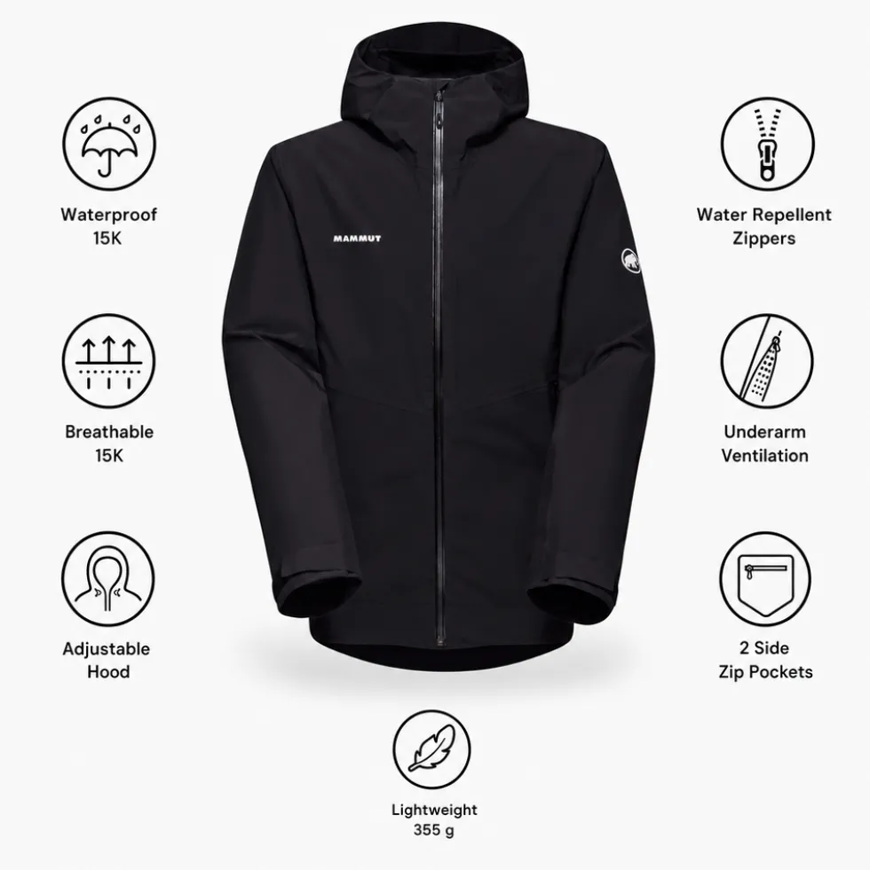 Giacca da trekking Mammut Alto Light Hardshell Hooded Jacket M Black