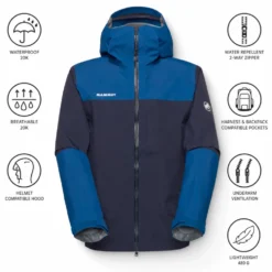 Giacca da trekking Mammut Alto Guide Hardshell Hooded Marine Tschiel