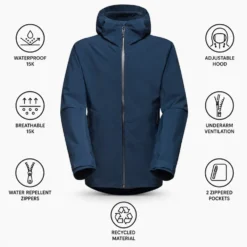 Giacca da trekking Mammut Alto Light Hardshell Hooded Jacket M Marine