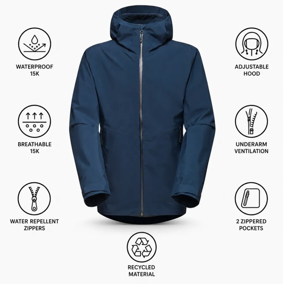 Giacca da trekking Mammut Alto Light Hardshell Hooded Jacket M Marine