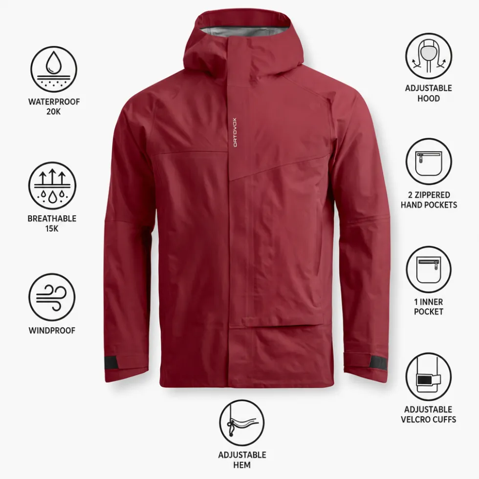 Giacca da trekking Ortovox Seceda 3L Jacket M Red Malbec