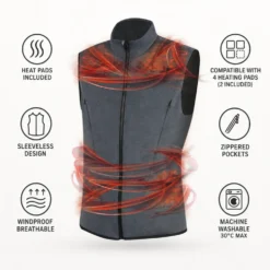 Giacca Lenz Heat Vest 2.0 Men + 2 Heat Pads Black Grey Melange
