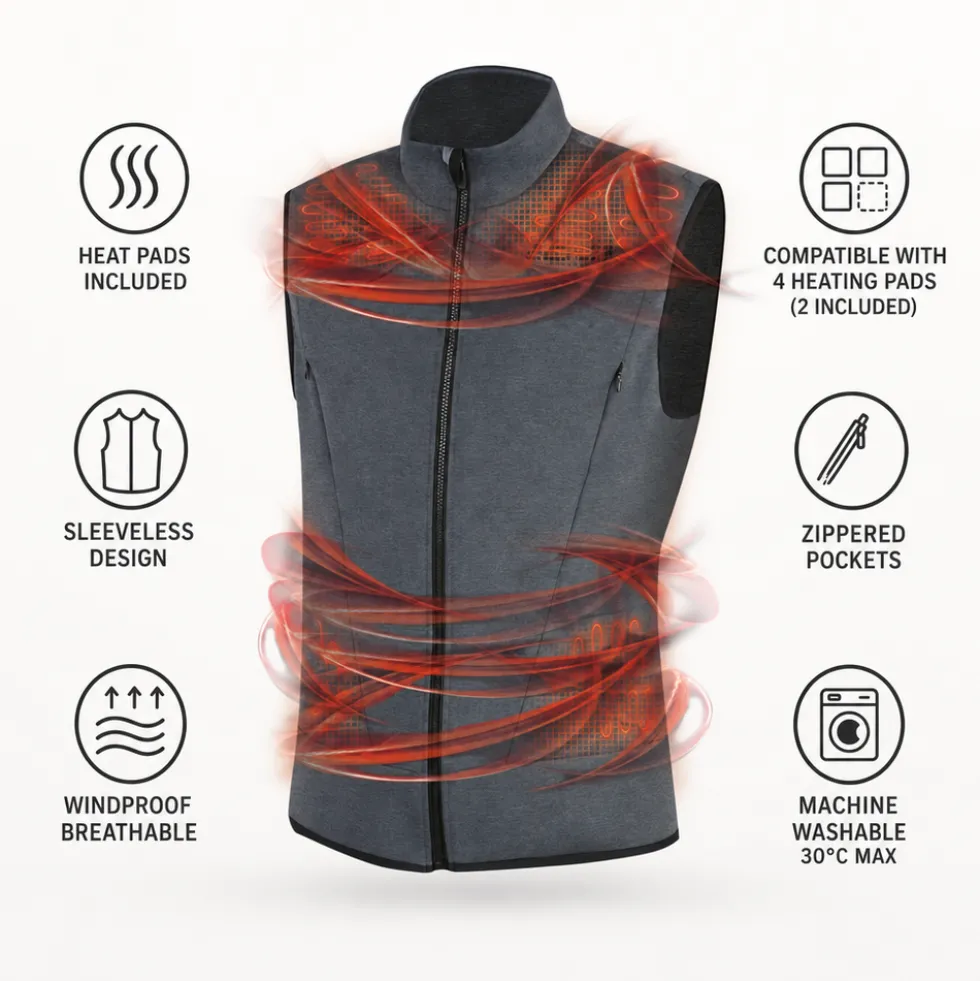 Giacca Lenz Heat Vest 2.0 Men + 2 Heat Pads Black Grey Melange