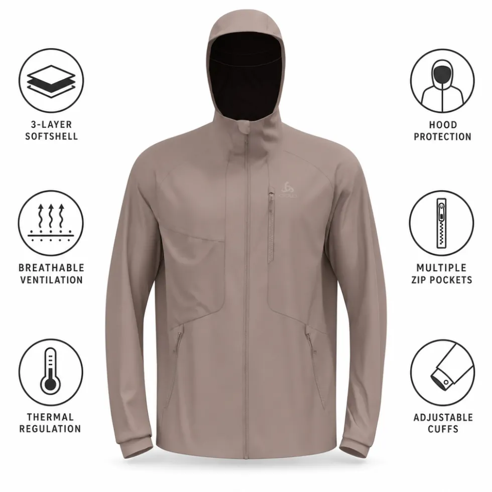 Giacca sci di fondo Odlo Zeroweight Windproof X Warm Jkt Cinder