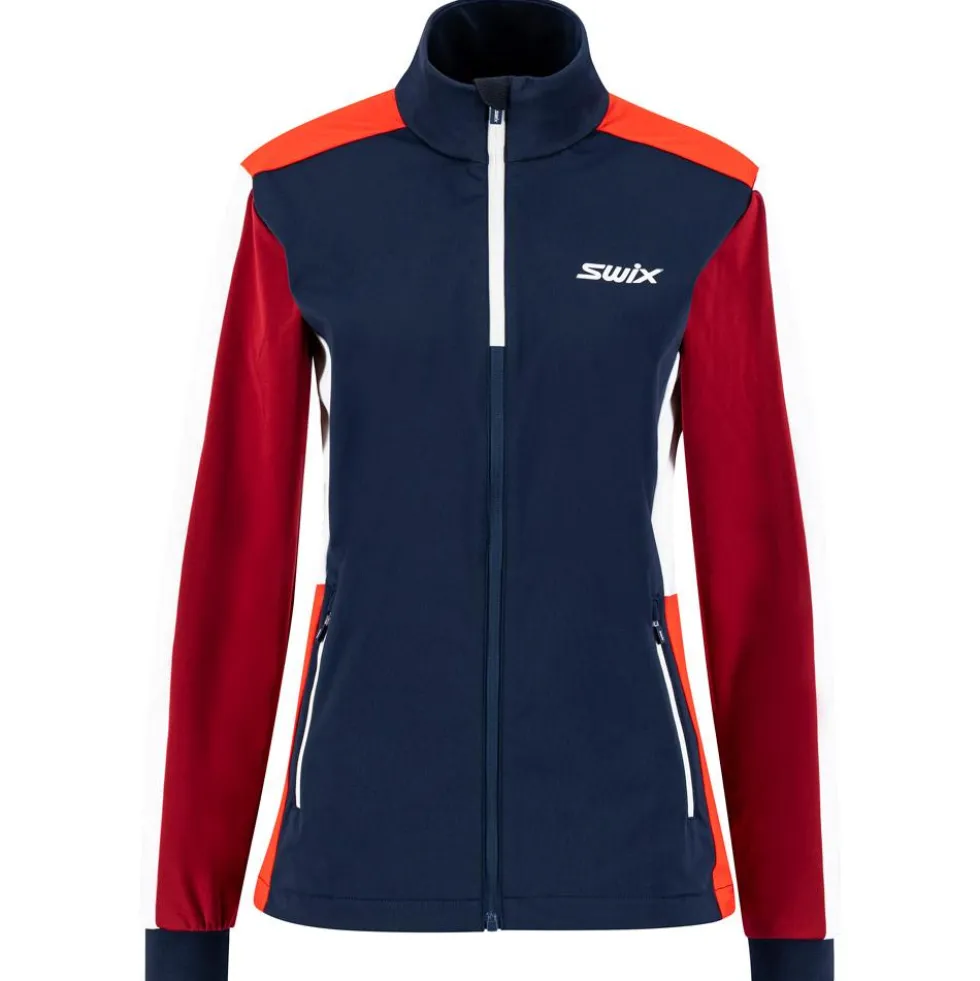 Giacca sci di fondo Swix Cross Jkt Wmn Dark navy - Rhubarb red