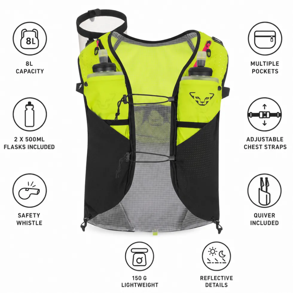 Gilet da trail Dynafit Dna 8 Vest Fluo Yellow Black Out