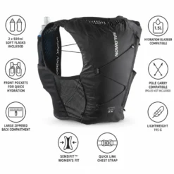 Gilet da trail Salomon Active Skin 4 Women Set Black Metal