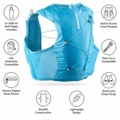 Gilet da trail Salomon Active Skin 4 Set Blue Danube