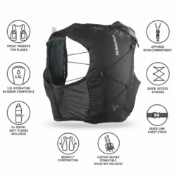 Gilet da trail Salomon Active Skin 4 Set Black Metal