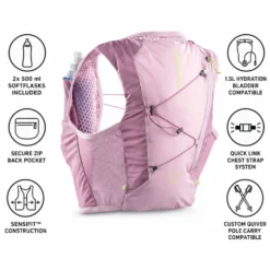 Gilet da trail Salomon Active Skin 4 Women Set Dusky Orchid Dawn Pink Butterfly