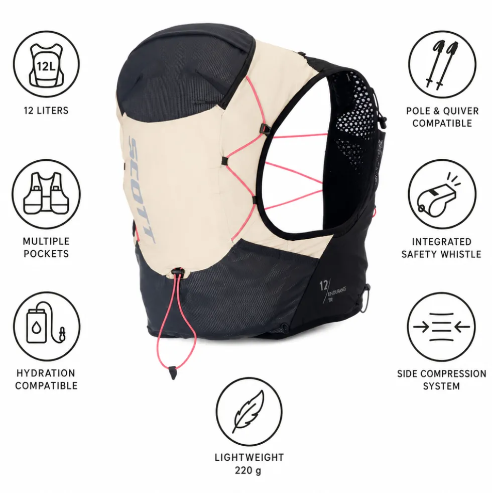 Gilet da trail Scott Endurance Tr' 12 Backpack Cotton White Black